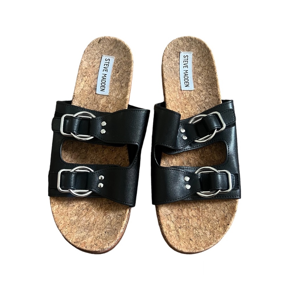 Steve Madden Black Leather Sandals